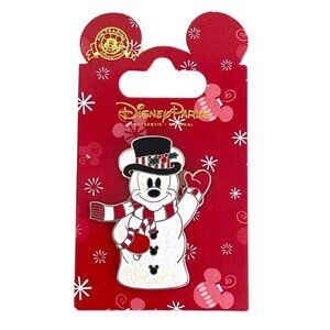 Disney Parks Sparkle Snowman Mickey Mouse Christmas Pin